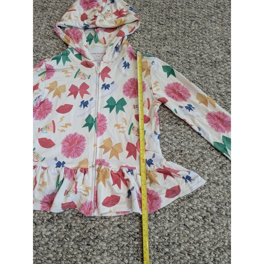Posh Peanut Full Zip Hoodie Ruffle Cheerleader Bamboo Viscose Girls 7/8 - Picture 4 of 7